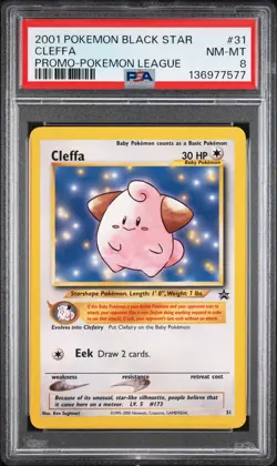 2001 POKEMON PROMO BLACK STAR POKEMON LEAGUE #31 CLEFFA PSA 8 - Image 1
