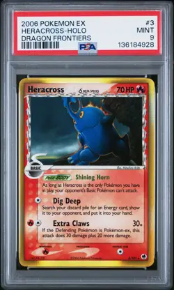 2006 POKEMON EX DRAGON FRONTIERS #3 HERACROSS-HOLO PSA 9 - Image 1