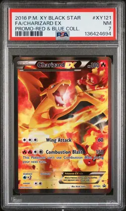 2016 POKEMON XY PROMO RED & BLUE COLLECTION FULL ART/CHARIZARD EX PSA 7 - Image 1