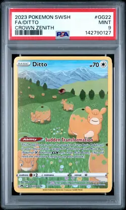 2023 POKEMON SWORD & SHIELD CROWN ZENITH #GG22 FULL ART/DITTO PSA 9 - Image 1