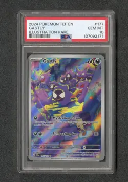 2024 Pokemon Temporal Forces EN Gastly Illustration Rare #177 PSA 10 GEM MINT - Image 1