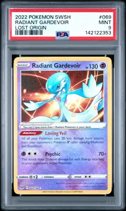 2022 POKEMON SWORD & SHIELD LOST ORIGIN #069 RADIANT GARDEVOIR PSA 9 - Image 1
