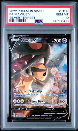 2022 POKEMON SWORD & SHIELD SILVER TEMPEST #TG17 FULL ART/MAWILE V PSA 10 - Image 1