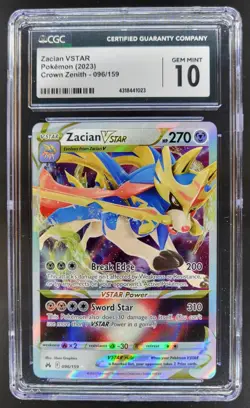 2023 Pokemon Sword & Shield Crown Zenith Zacian VSTAR #096/159 CGC 10 NE - Image 1