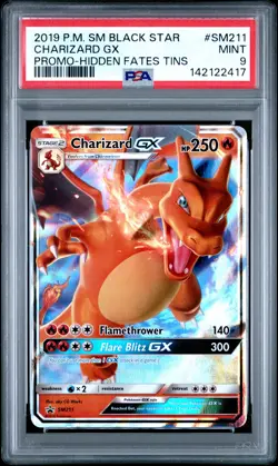2019 POKEMON SM BLACK STAR PROMO HIDDEN FATES TINS #SM211 CHARIZARD GX PSA 9 - Image 1