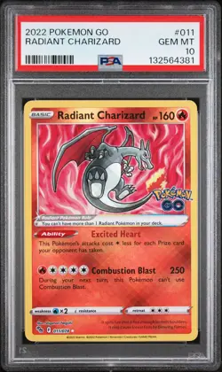 2022 POKEMON GO #011 RADIANT CHARIZARD PSA 10 - Image 1