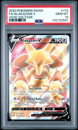 2020 POKEMON SWORD & SHIELD VIVID VOLTAGE #172 FULL ART/ALAKAZAM V PSA 10 - Image 1