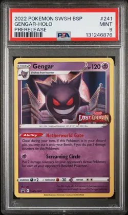 2022 POKEMON SWSH BLACK STAR PROMO PRERELEASE #241 GENGAR-HOLO PSA 9 - Image 1
