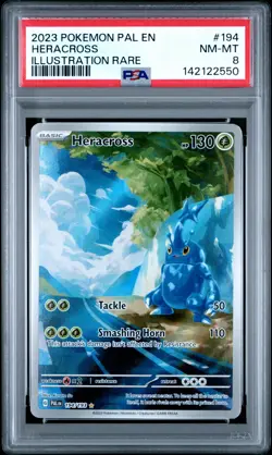 2023 POKEMON PAL EN-PALDEA EVOLVED ILLUSTRATION RARE #194 HERACROSS PSA 8 - Image 1