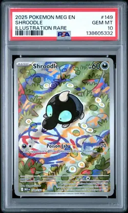 2025 POKEMON MEG EN-MEGA EVOLUTION ILLUSTRATION RARE #149 SHROODLE PSA 10 - Image 1
