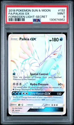 2018 POKEMON SUN & MOON FORBIDDEN LIGHT SECRET #132 FULL ART/PALKIA GX PSA 9 - Image 1