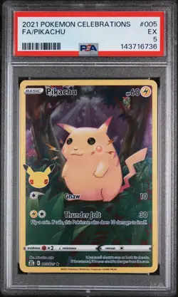 2021 POKEMON CELEBRATIONS #005 FULL ART/PIKACHU PSA 5 - Image 1