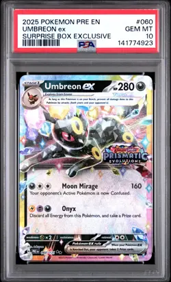 2025 POKEMON PRISMATIC EVOLUTIONS SURPRISE BOX EXCLUSIVE #060 UMBREON EX PSA 10 - Image 1