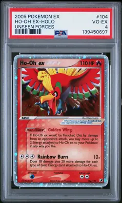 2005 POKEMON EX UNSEEN FORCES #104 HO-OH EX-HOLO PSA 4 - Image 1