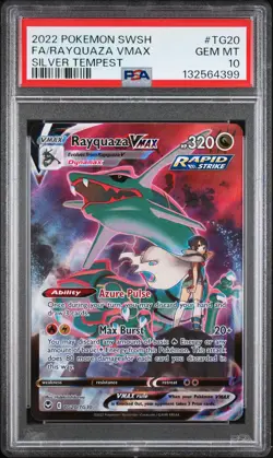 2022 POKEMON SWORD & SHIELD SILVER TEMPEST #TG20 FULL ART/RAYQUAZA VMAX PSA 10 - Image 1