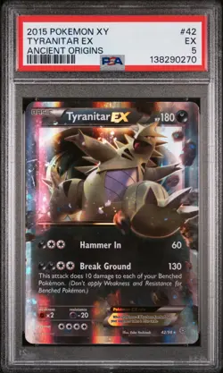 2015 POKEMON XY ANCIENT ORIGINS #42 TYRANITAR EX PSA 5 - Image 1