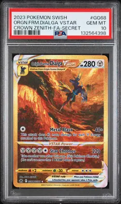 2023 POKEMON SWSH CROWN ZENITH #GG68 FULL ART/ORIGIN FORME DIALGA VSTAR PSA 10 - Image 1