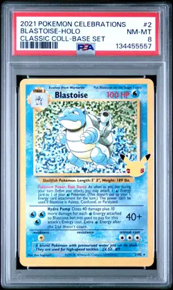 2021 POKEMON CELEBRATIONS CLASSIC COLLECTION #2 BLASTOISE-HOLO PSA 8 - Image 1
