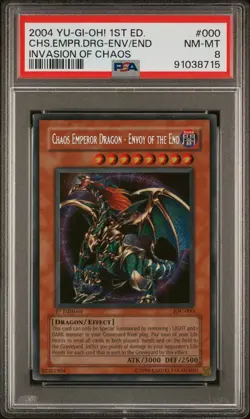 2004 YU-GI-OH! IOC-1ST EDITION #000 CHAOS EMPEROR DRAGON ENVOY OF THE END PSA 8 - Image 1