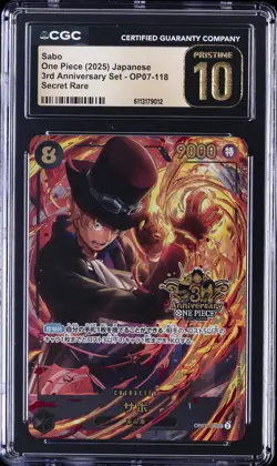 2025 ONE PIECE JAPANESE 3RD ANNIVERSARY SET SECRET RARE SABO CGC 10 PRISTINE - Image 1