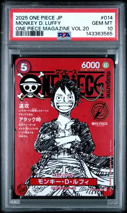 2025 ONE PIECE JAPANESE PROMOS MAGAZINE VOL.20 #014 MONKEY D. LUFFY PSA 10 - Image 1