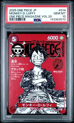 2025 ONE PIECE JPN PROMOS ONE PIECE MAGAZINE VOL.20 #014 MONKEY D. LUFFY PSA 10 - Image 1