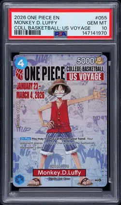 2026 ONE PIECE PROMOS COLLEGE BASKETBALL: US VOYAGE MONKEY D. LUFFY PSA 10 - Image 1