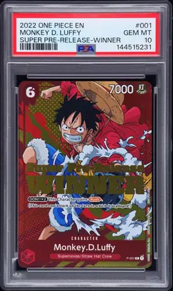 2022 ONE PIECE PROMOS SUPER PRE-RELEASE-WINNER #001 MONKEY D. LUFFY PSA 10 - Image 1