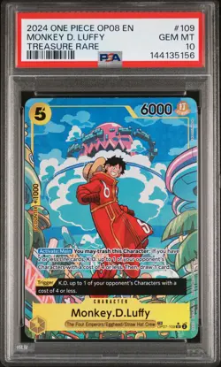 2024 ONE PIECE OP08-TWO LEGENDS TREASURE RARE #109 MONKEY D. LUFFY PSA 10 - Image 1
