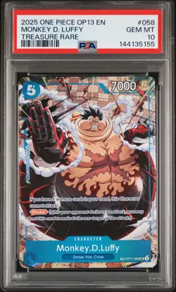 2025 ONE PIECE OP13-CARRYING ON HIS WILL TREASURE RARE MONKEY D. LUFFY PSA 10 - Image 1