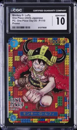 2025 ONE PIECE JPN PC: ONE PIECE DAY '25 - PROMO MONKEY D LUFFY CGC 10 GEM MINT - Image 1