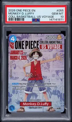 2026 ONE PIECE PROMOS COLLEGE BASKETBALL: US VOYAGE MONKEY D. LUFFY PSA 10 - Image 1
