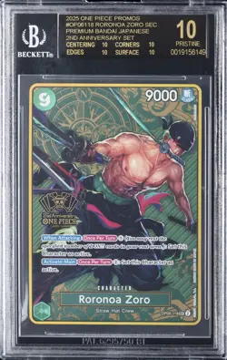 2025 ONE PIECE JAPANESE 2ND ANNIVERSARY OP06-118 RORONOA ZORO BGS 10 BLACK LABEL - Image 1