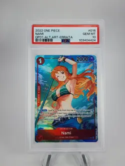 2022 ONE PIECE OP01 EN #OP01-016 NAMI ALTERNATE ART ERRATA RARE PSA 10 - Image 1