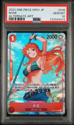 2022 ONE PIECE JAPANESE OP01-ROMANCE DAWN ALTERNATE ART #016 NAMI PSA 10 - Image 1