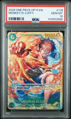 2025 ONE PIECE OP13-CARRYING ON HIS WILL #118 MONKEY D. LUFFY PSA 10 - Image 1