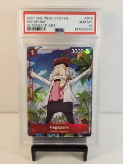 2025 One Piece ST21-EX Gear 5 #013 Vegapunk Alt. Art PSA Gem 10 POP 16 - Image 1