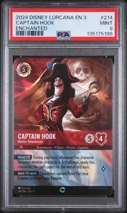 2024 DISNEY LORCANA EN 3-ENCHANTED CAPTAIN HOOK MASTER SWORDSMAN PSA 9 - Image 1