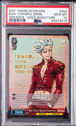 2021 WEISS SCHWARZ THE SEVEN DEADLY SINS #054 BAN: FOR A SPECIAL SOMEONE PSA 10 - Image 1