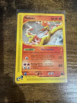 Pokemon Moltres 21/144 Skyridge Rare Regular 80 HP Fire Immunity Card - Image 1