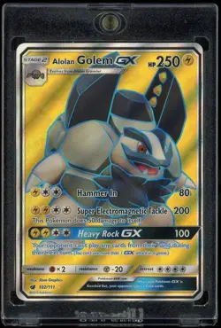 2017 Pokemon TCG SM Crimson Invasion Alolan Golem GX Full Art Card #102/111 - Image 1