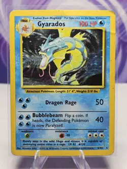 GYARADOS 6/102 Base Set Holo Pokemon Card DMG HP - Image 1