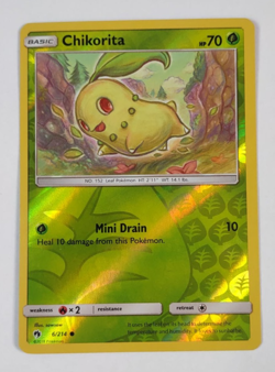 Chikorita 6/214 Reverse Holo Lost Thunder Pokemon Card LP - Image 1