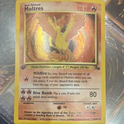Pokemon Moltres TCG Fossil Holo Card 12/62 First Edition Rare - Image 1