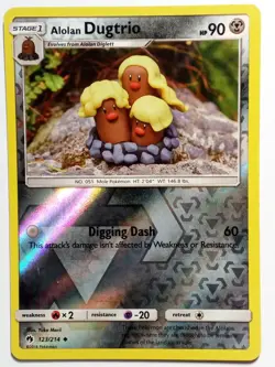 REVERSE HOLO Alolan Dugtrio 123/214 NM Yuka Morii Clay Lost Thunder Pokemon Card - Image 1