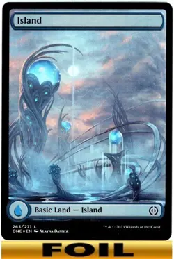 ISLAND - #263 - FOIL FULL ART - Phyrexia All Will Be One - NM MTG - Image 1