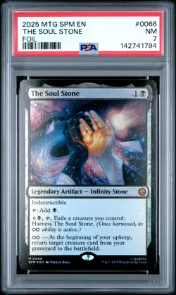 2025 MAGIC: THE GATHERING MARVEL'S SPIDER-MAN FOIL #0066 THE SOUL STONE PSA 7 - Image 1
