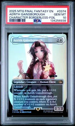 2025 MTG FINAL FANTASY CHARACTER BORDERLESS-FOIL AERITH GAINSBOROUGH PSA 10 - Image 1