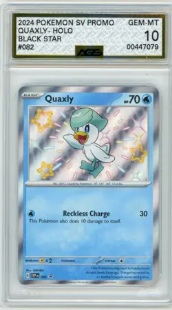2024 Pokemon Scarlet & Violet Quaxly #082 Black Star Holo Promo AGS 10 - Image 1