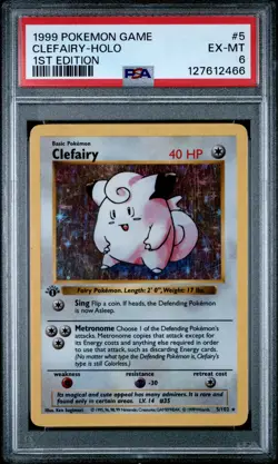 1999 POKEMON BASE SET 1ST EDITION #5 CLEFAIRY-HOLO PSA 6 - Image 1